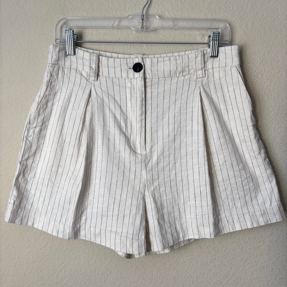 Rails Linen Blend High Rise Ilena Ivory Pinstripe Shorts - Picture 2 of 13